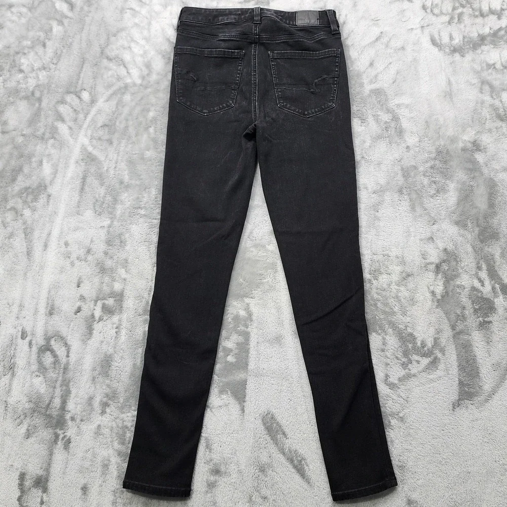 American Eagle Jeans Womens 6 Black Super High Rise Jegging Stretch Denim Preppy